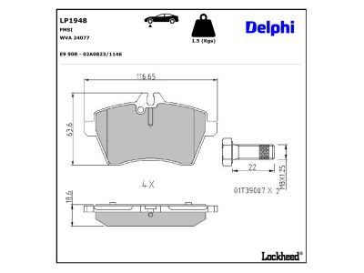 DELPHI LP1948 Brake Pad Set, disc brake