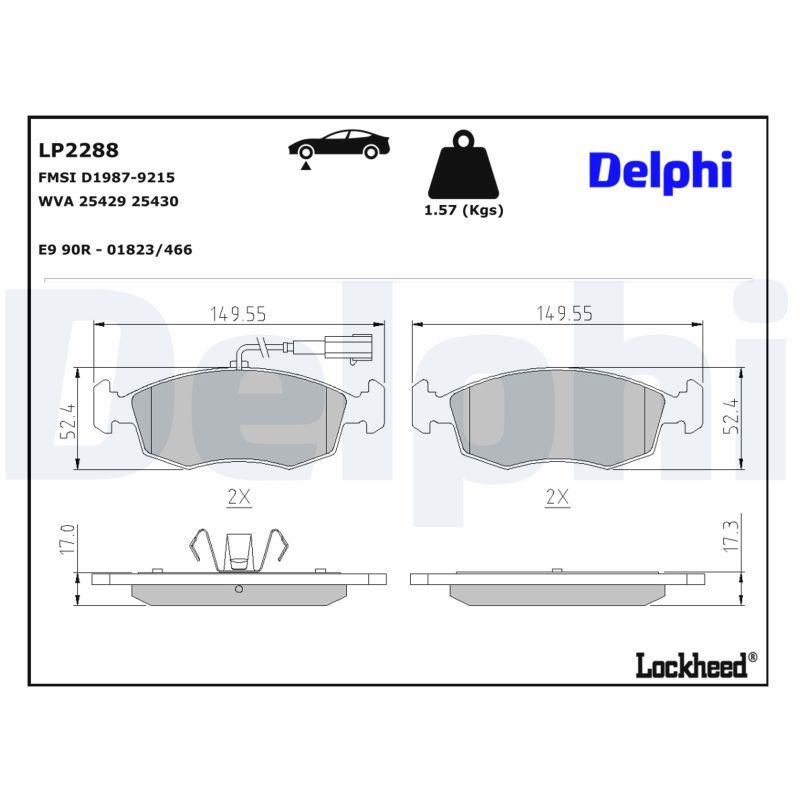 Piduriklotsi komplekt, ketaspidur, DELPHI LP2288