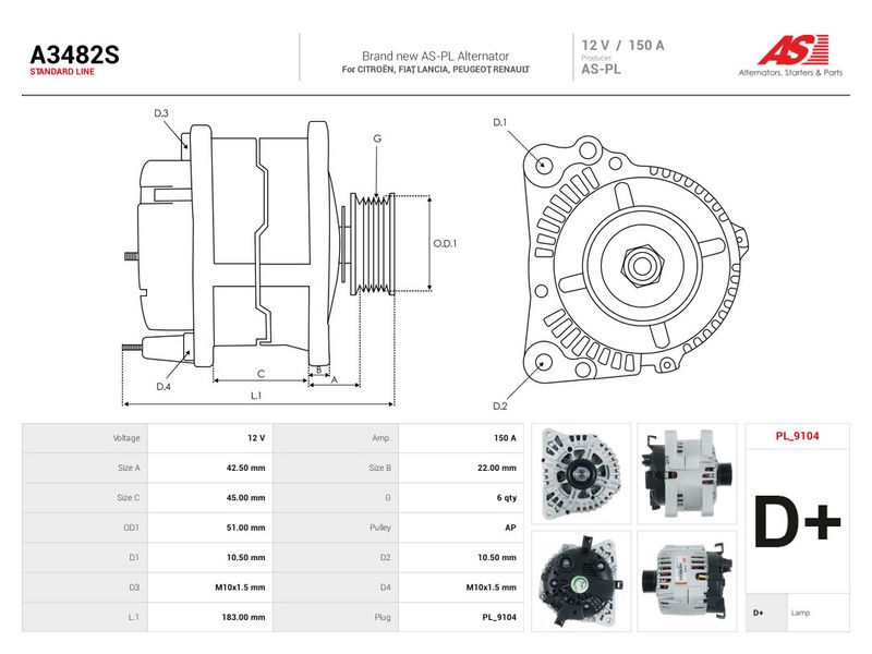 Generaator, AS-PL A3482S