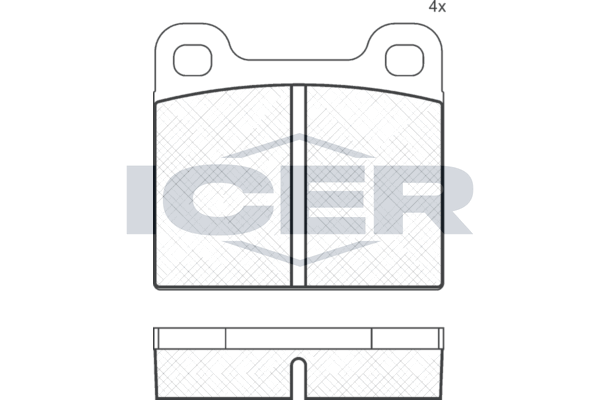 Комплект гальмівних накладок, дискове гальмо, Icer 180162