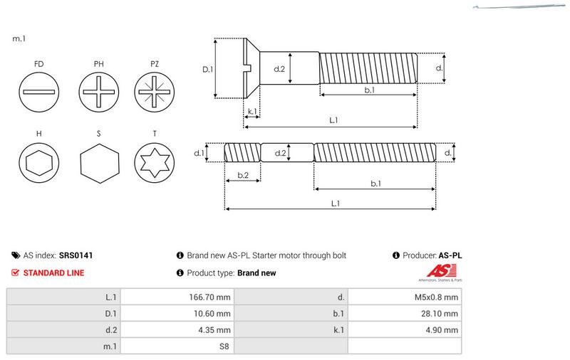 AS-PL SRS0141 Repair Set, alternator