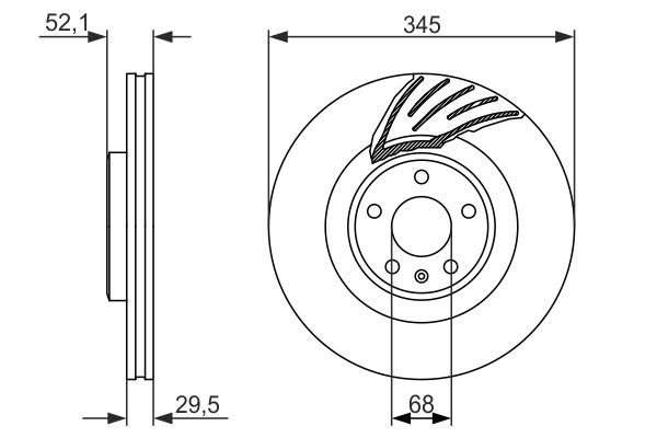 BOSCH диск тормозной передний вент. 345*29,5 AUDI Q5 08-.