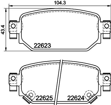 Комплект гальмівних накладок, дискове гальмо, Hella 8DB355039-141