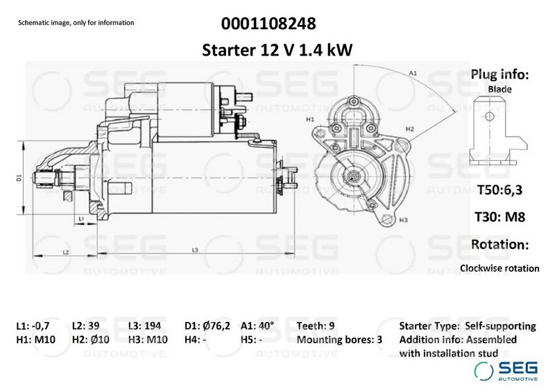 SEG Automotive 0001108248 Starter