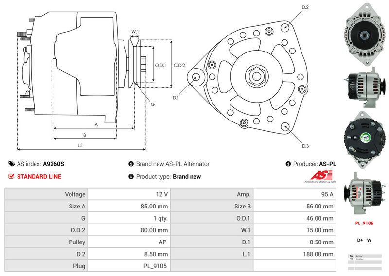 AS-PL A9260S Alternator