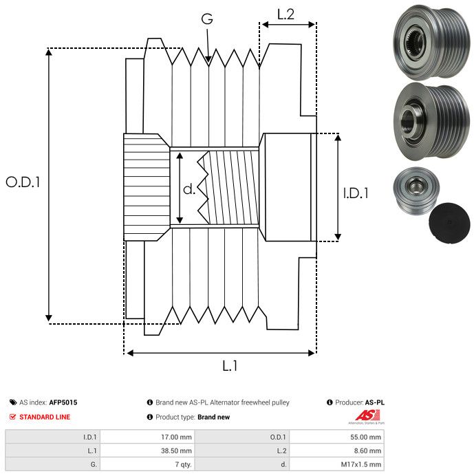 AS-PL AFP5015 Alternator Freewheel Clutch