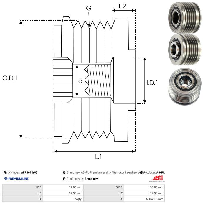 AS-PL AFP3010(V) Alternator Freewheel Clutch