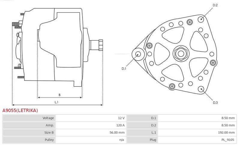 AS-PL A9055(LETRIKA) Alternator