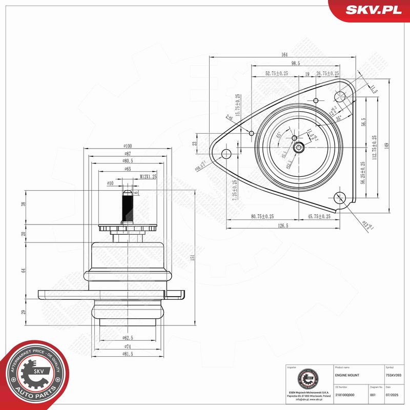 ESEN SKV 75SKV393 Mounting, engine