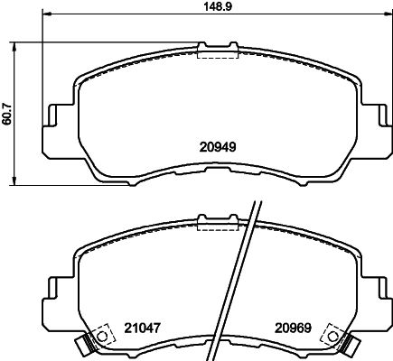 Комплект гальмівних накладок, дискове гальмо, Hella 8DB355040-521