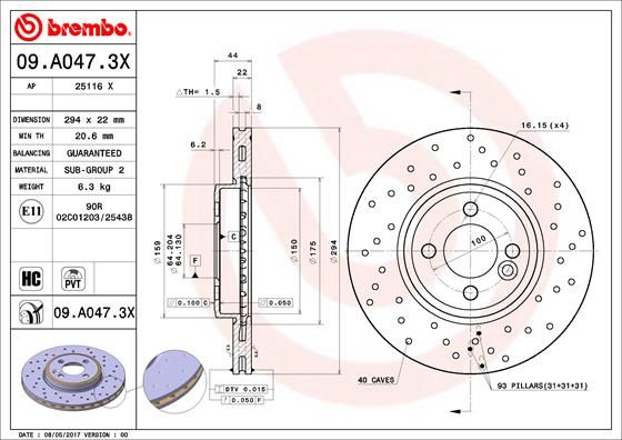 BREMBO Remschijf 09.A047.3X