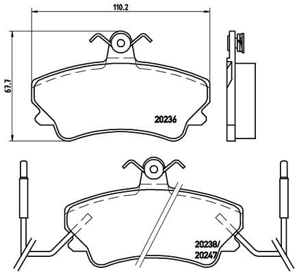 Комплект гальмівних накладок, дискове гальмо, Brembo P68019