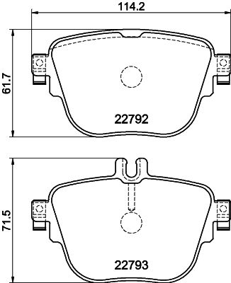 Комплект гальмівних накладок, дискове гальмо, Hella 8DB355032-161