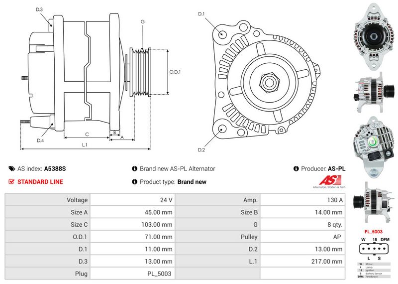 AS-PL A5388S Alternator