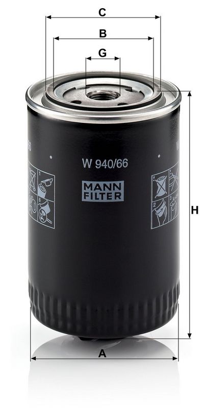 Õlifilter, MANN-FILTER W 940, 66
