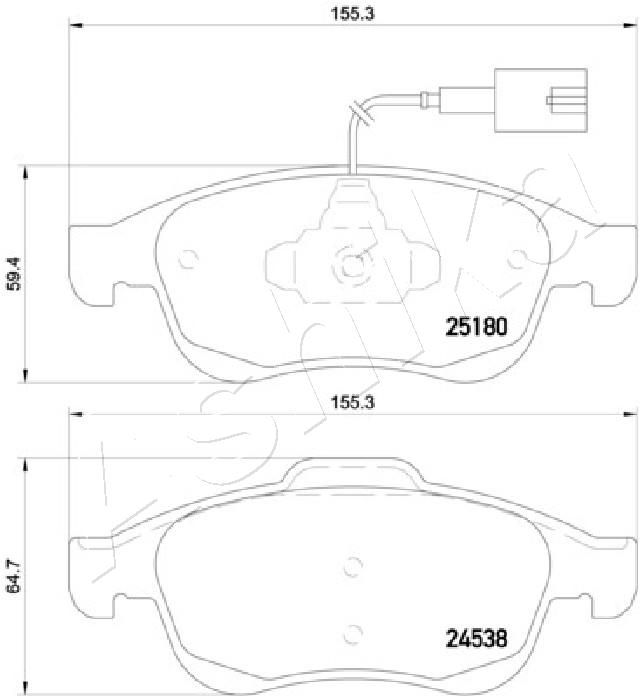 Комплект гальмівних накладок, дискове гальмо, Ashika 50-00-0243