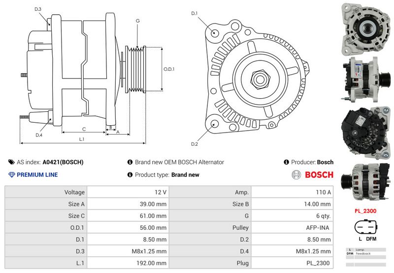 AS-PL A0421(BOSCH) Alternator