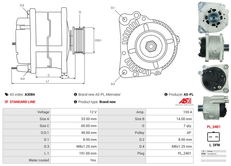 AS-PL A3084 Alternator