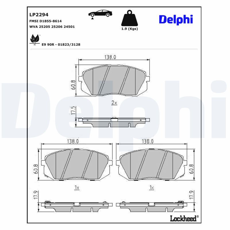 Piduriklotsi komplekt, ketaspidur, DELPHI LP2294