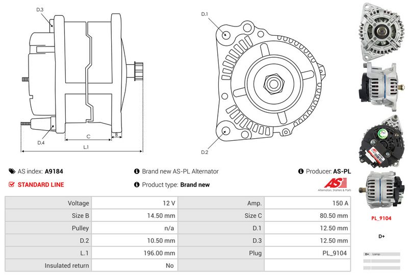 AS-PL A9184 Alternator