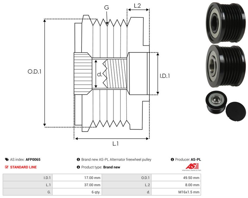 AS-PL AFP0065 Alternator Freewheel Clutch