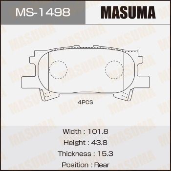 Колодки гальмівні передні Lexus RX 350 (06-08)/ Toyota Highlander (03-07) (MS-1498) MASUMA