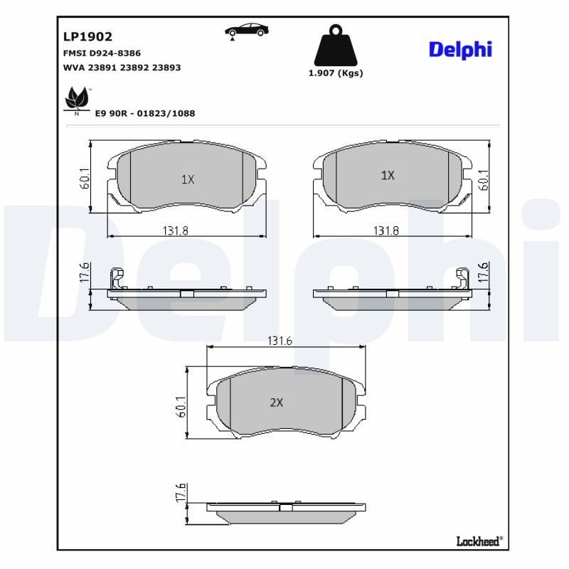 DELPHI LP1902 Brake Pad Set, disc brake