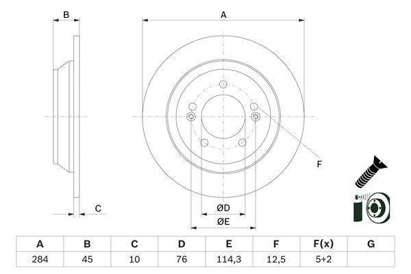 BOSCH KIA Диск тормозной задний CARENS IV 13-