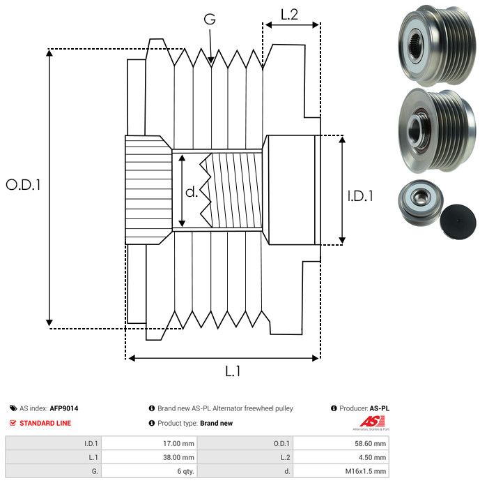 AS-PL AFP9014 Alternator Freewheel Clutch