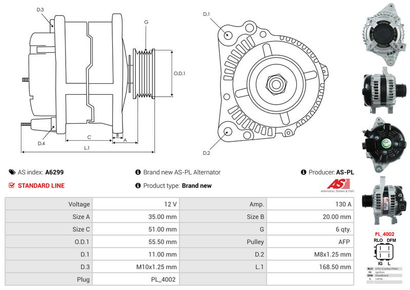AS-PL A6299 Alternator