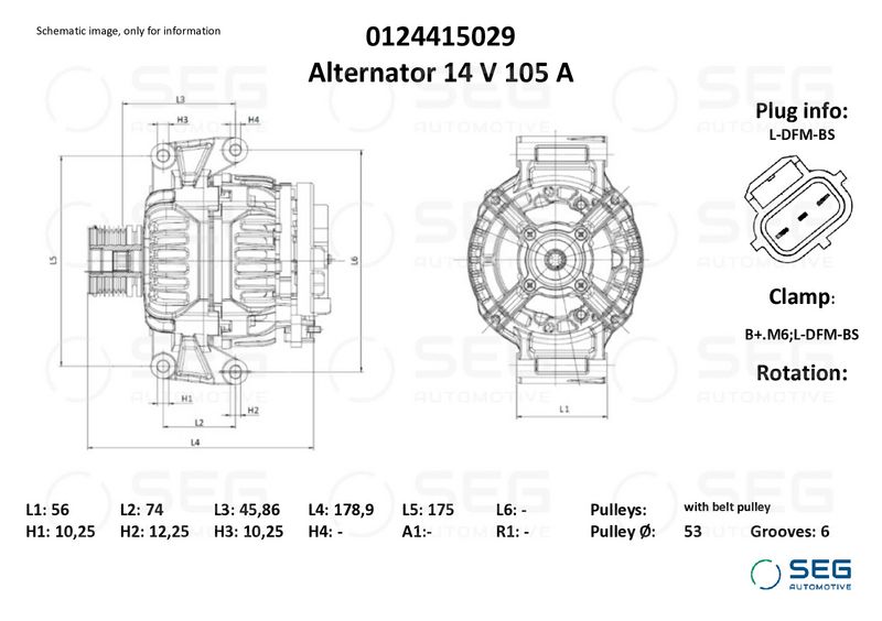 SEG Automotive 0124415029 Alternator