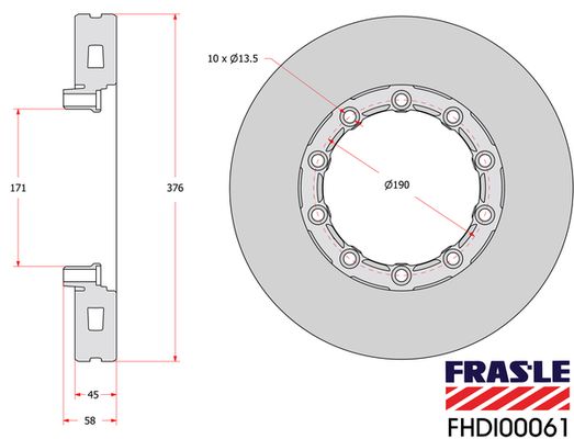kotouč brzdový SAF 19,5"  INTEGRAL FHDI00061