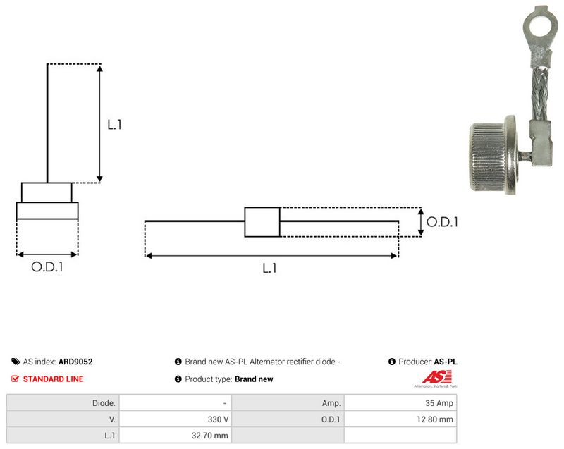 AS-PL ARD9052 Rectifier, alternator