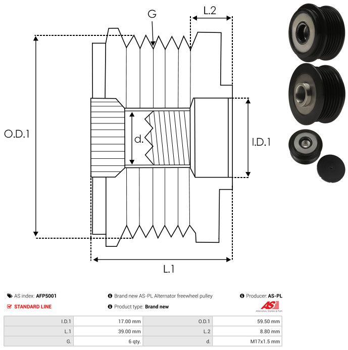 AS-PL AFP5001 Alternator Freewheel Clutch