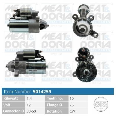 MEAT & DORIA Startmotor / Starter 5014259