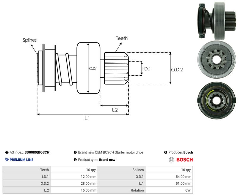 AS-PL SD0080(BOSCH) Freewheel Gear, starter