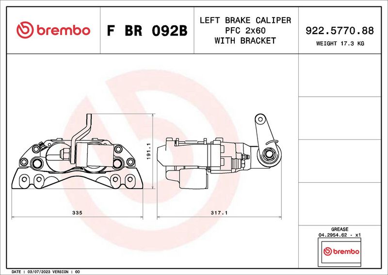 BREMBO FBR092B Brake Caliper