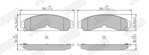 JURID CHRYSLER Торм. колодки передній 300C LX 3.0 CRD 11-, 300C 3.5 04-12, DODGE CHALLENGER 3.6 11-