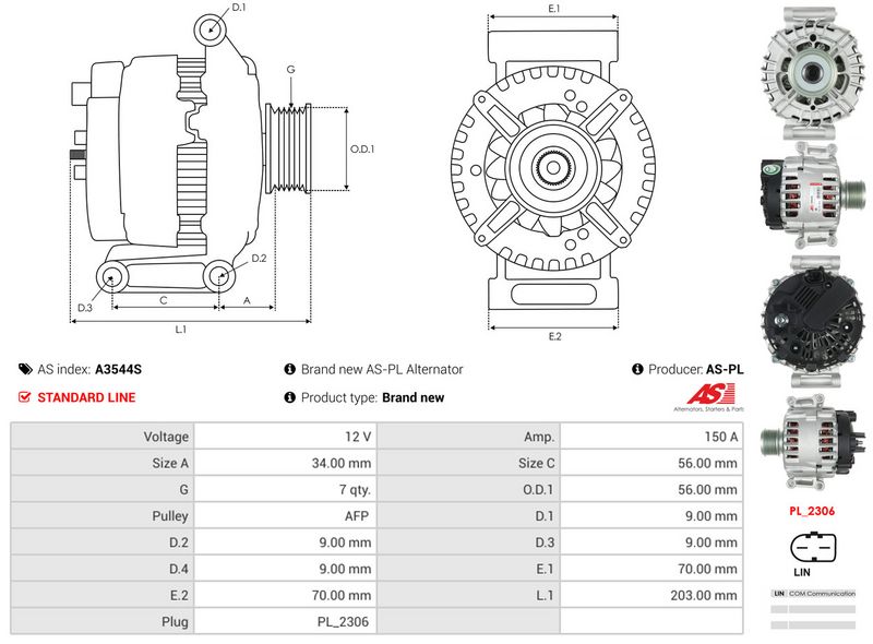AS-PL A3544S Alternator