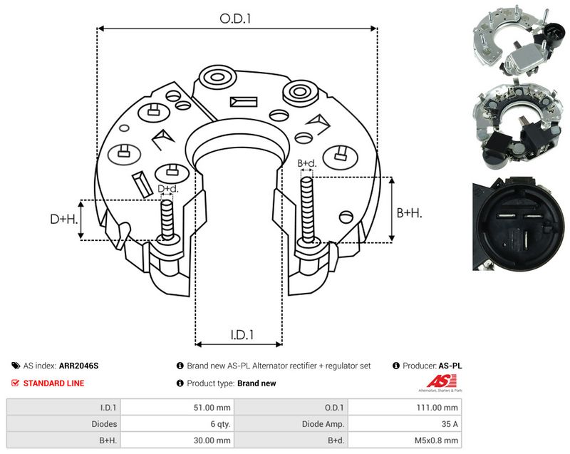 AS-PL ARR2046S Rectifier, alternator