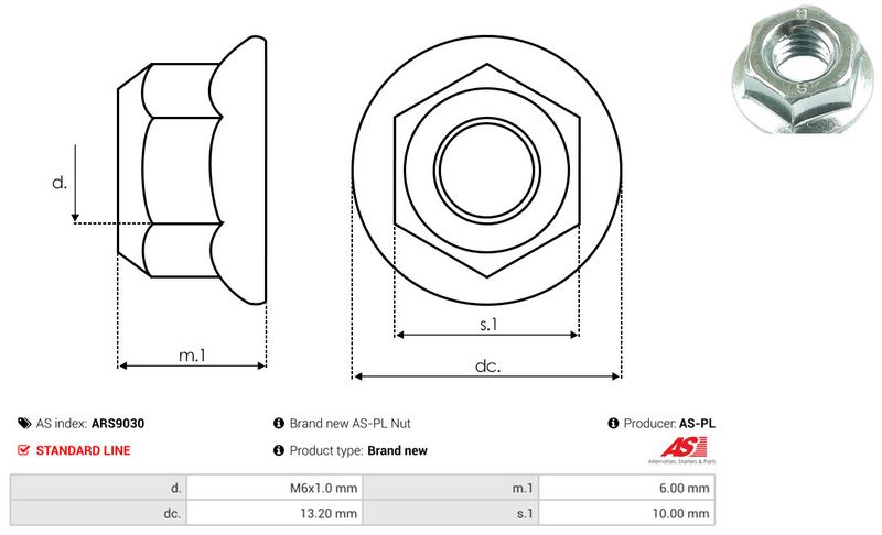 Remondikomplekt, generaator, AS-PL ARS9030