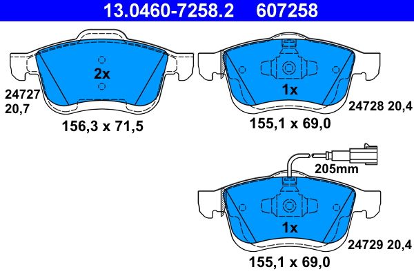 Set placute frana,frana disc 13.0460-7258.2 ATE