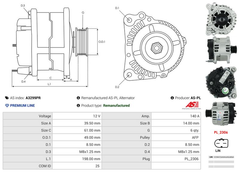 AS-PL A3299PR Alternator