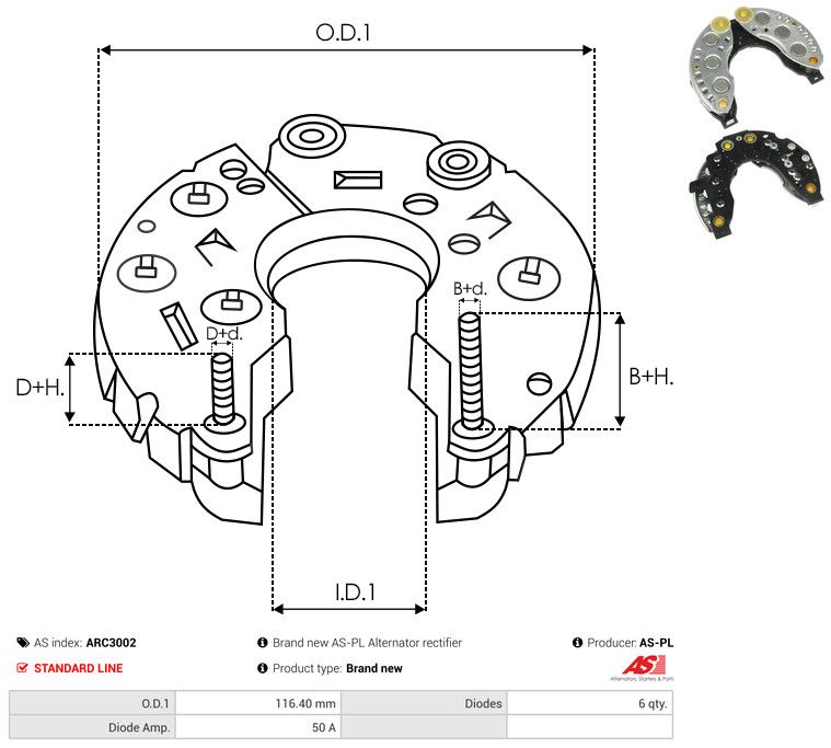 AS-PL ARC3002 Rectifier, alternator