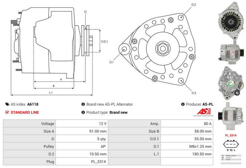 AS-PL A6118 Alternator