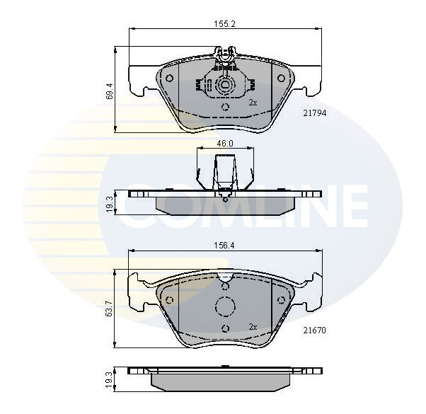 Комплект гальмівних накладок, дискове гальмо, Comline CBP0913