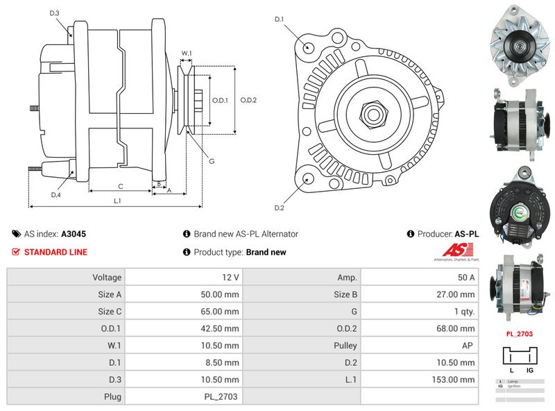 AS-PL A3045 Alternator