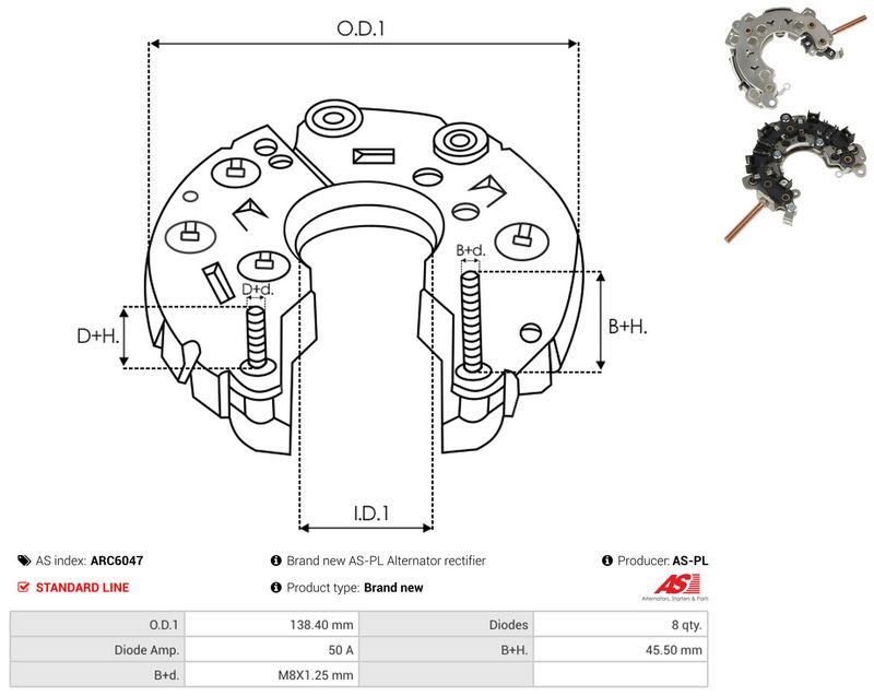 AS-PL ARC6047 Rectifier, alternator