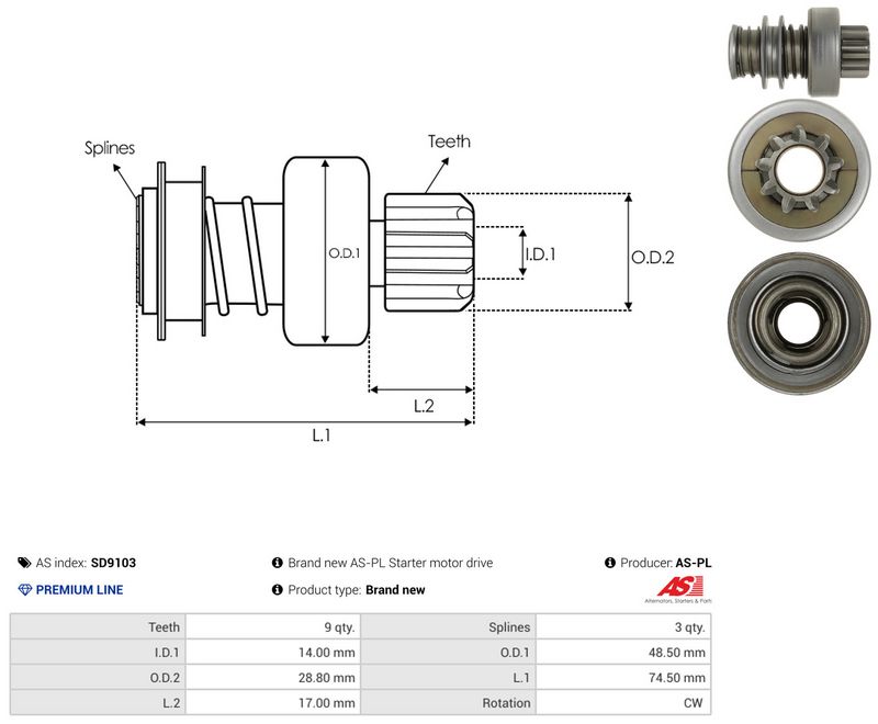 cuplaj unisens,demaror AS-PL STANDARD SD9103