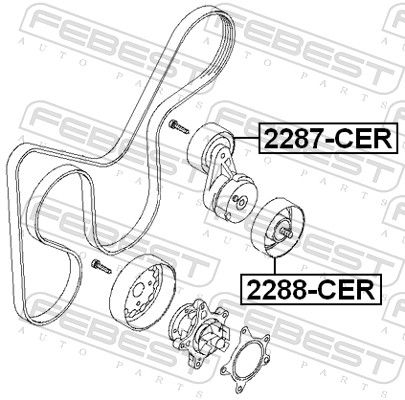 FEBEST 2288-CER Deflection/Guide Pulley, V-ribbed belt